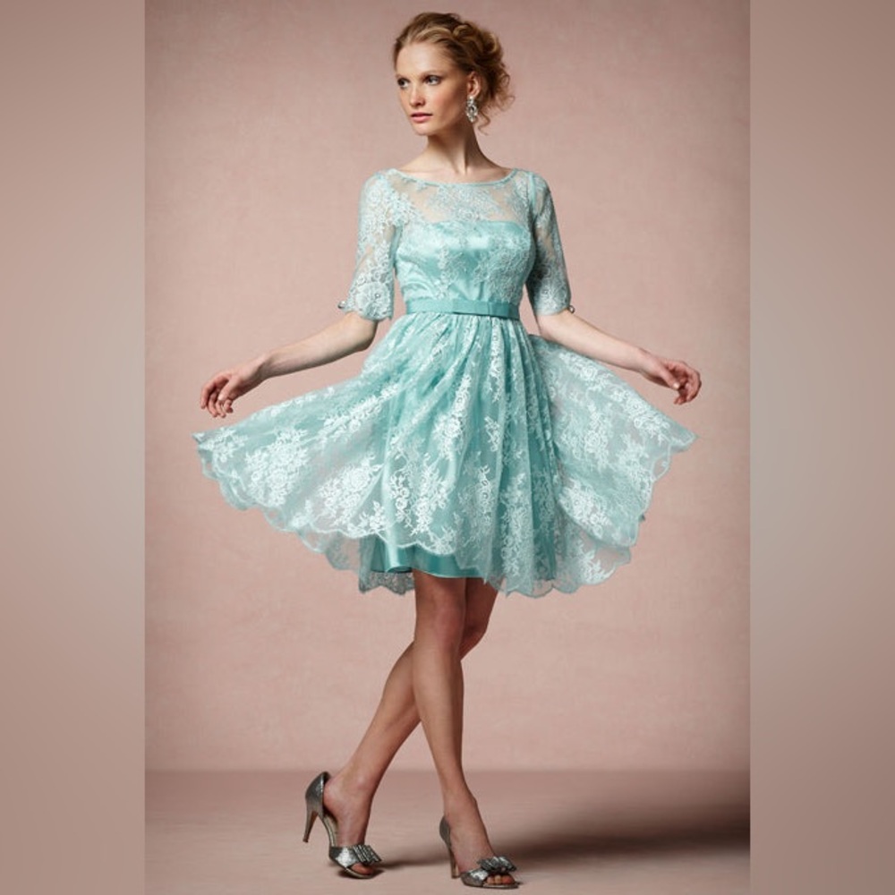 Anthropologie BHLDN Hitherto Teal Tea Length Dress